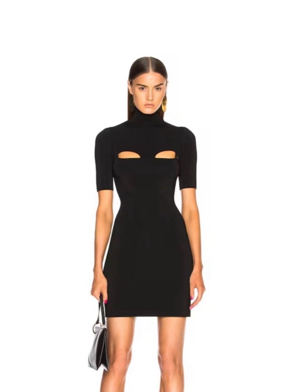 Dion Lee Black Cutout Turtleneck Mini Dress